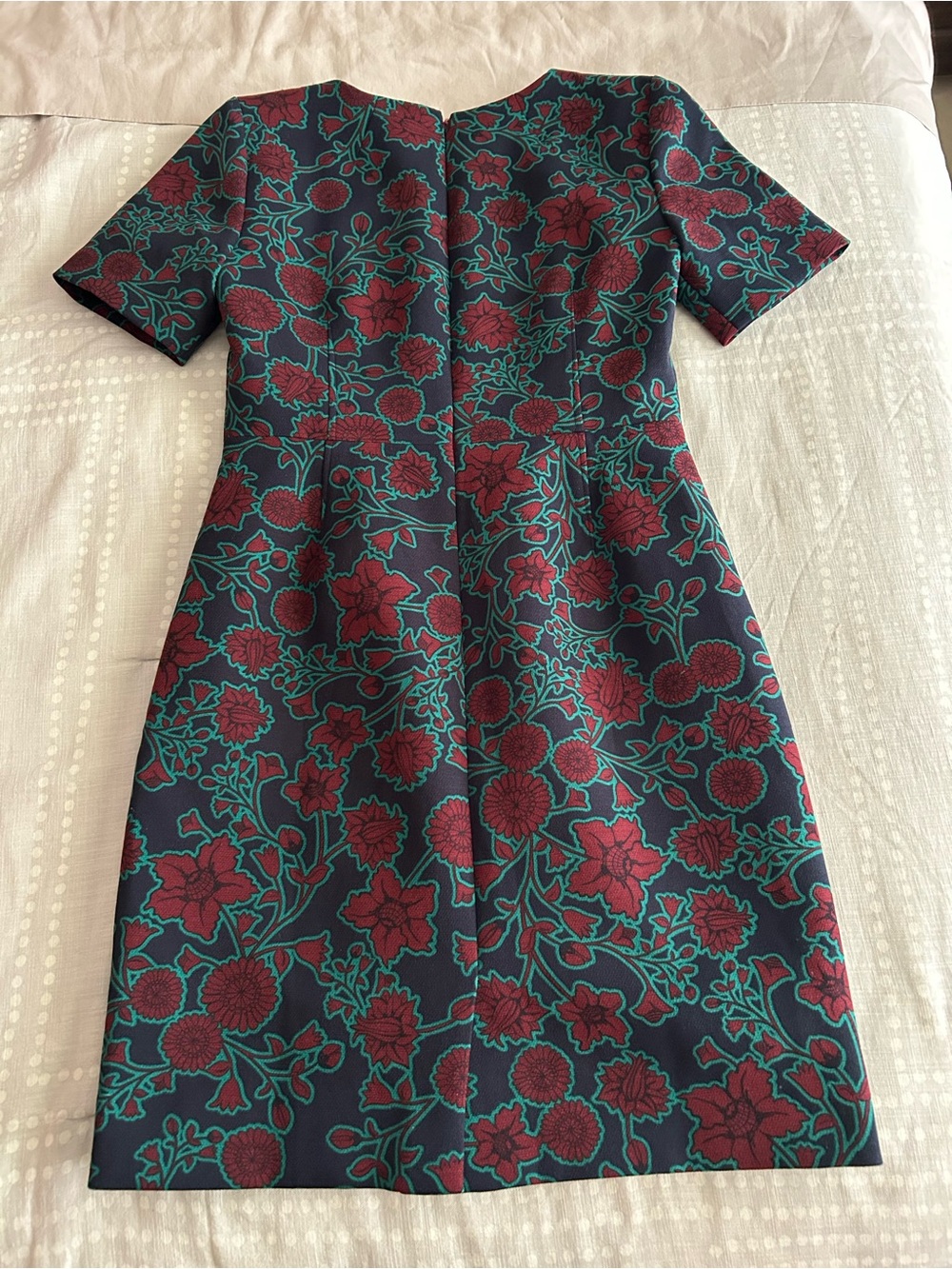 J. Crew Navy & Burgundy Floral Dress - Sz 6P - Picture 4 of 4